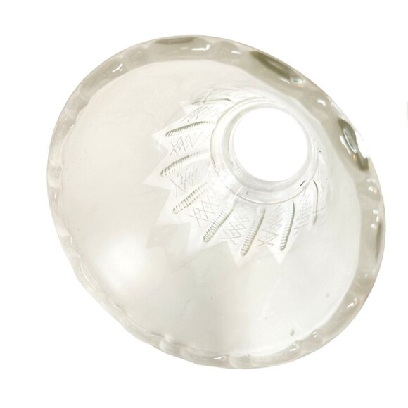 Vintage Frosted Glass Ruffled Lamp Shade Replacement, Diamond Crisscross Bell Li - Picture 4 of 16